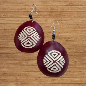"The Umoja Drop" – Hand-Carved African Calabash Earrings from Kenya